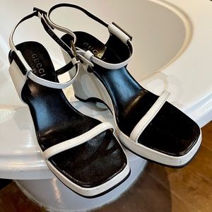 Vintage Gucci white platform heels